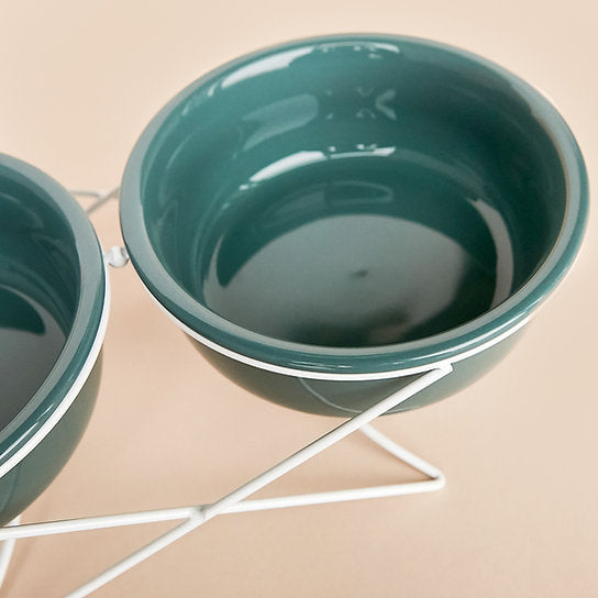Keramische Hondenvoerbakken | Patina Groen