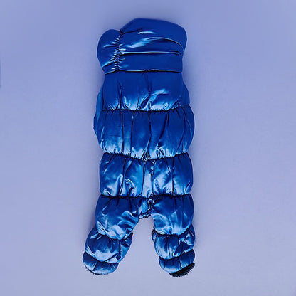 Warm Puffer Dog Jumpsuit | Blue
