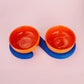 Post-modern europietiško dizaino dubenėliai | 300 ml + 300 ml orandžiniai su mėlynu