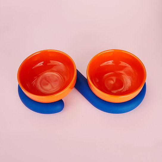 Post-Modern European Design Ceramic Bowls | Orange & Blue