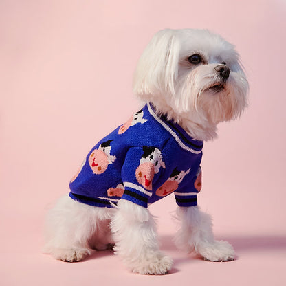 Šiltas megztinis šunims, mėlynas