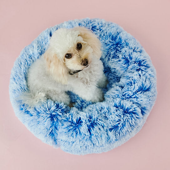 Plush Donut Dog Bed | Ombre Blue | 50 cm