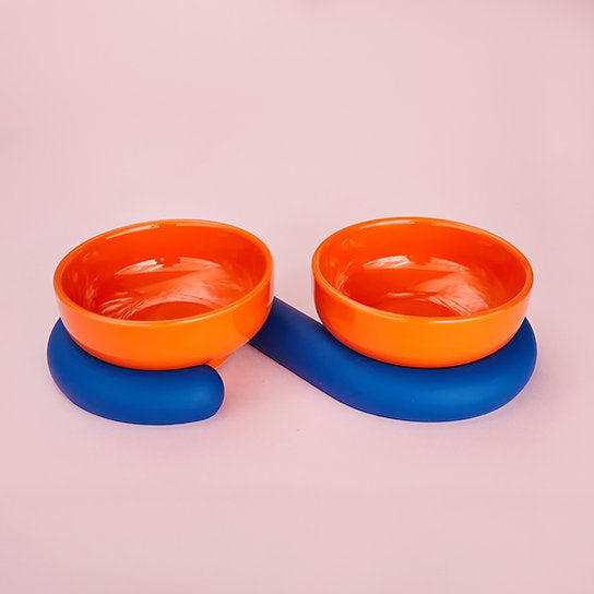 Post-Modern European Design Ceramic Bowls | Orange & Blue