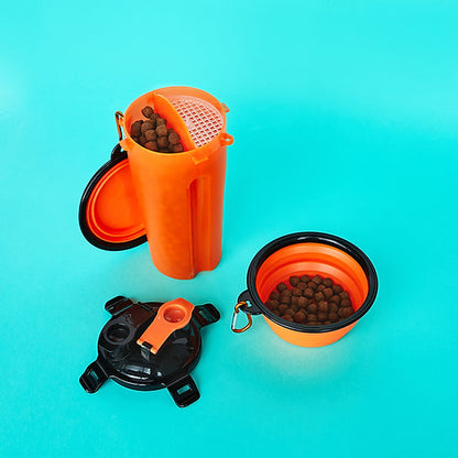 Dviejų talpų kelioninė gertuvė šunims, oranžinė