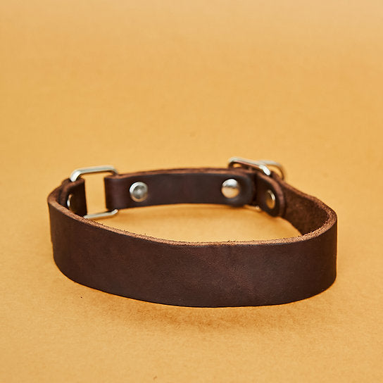 Western Natural Leather Slip Whippet Dog Collar | Chocolate Brown