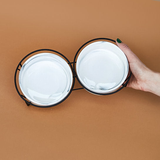 Ceramic Dog Bowls | Marble White
