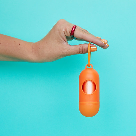 Pill-Shaped Dog Poop Bag Holder | Orange