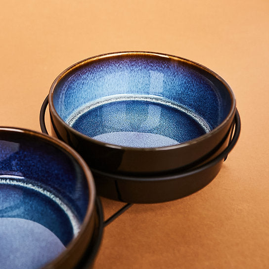 Ceramic Dog Bowls | Blue & Black