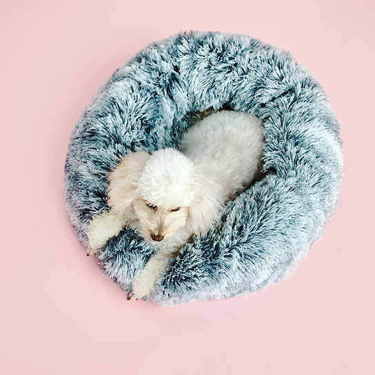 Plush Donut Dog Bed | Ombre Grey | 50 cm