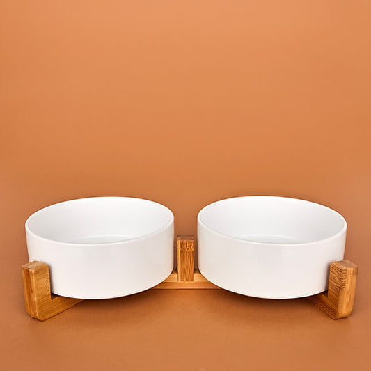 Ceramic Dog Bowls | White | 400 + 400 ml