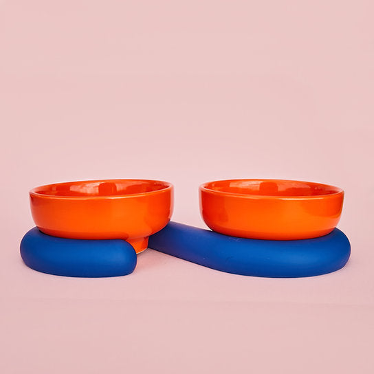 Post-Modern European Design Ceramic Bowls | Orange & Blue