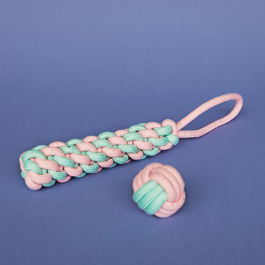 Medvilninių virvių šunų žaislų rinkinys | Rožinė ir žalia