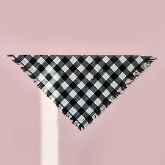 Triangle Cotton Dog Bandana | Black & White