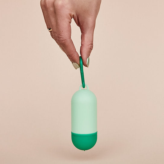 Pill-Shaped Dog Poop Bag Holder | Mint Green