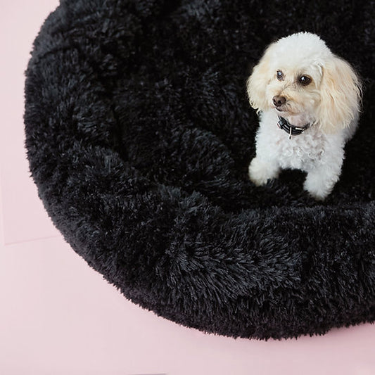Plush Donut Dog Bed | Black | 100 cm