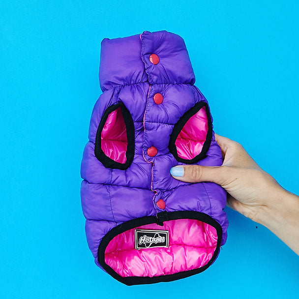 Reversible Puffer Dog Vest | Pink & Purple