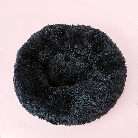 Plush Donut Dog Bed | Black | 60 cm