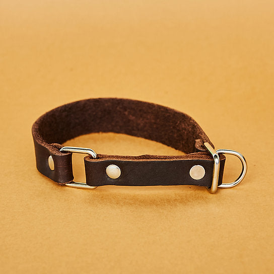 Western Natural Leather Slip Whippet Dog Collar | Chocolate Brown