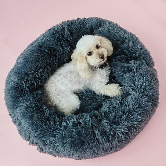 Plush Donut Dog Bed | Ombre Grey | 60 cm