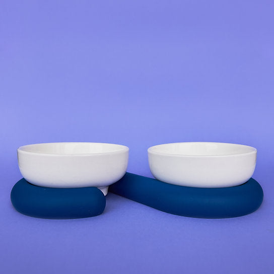 Post-Modern European Design Ceramic Bowls |  White & Blue