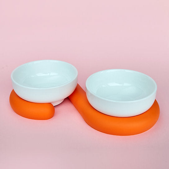 Post-Modern European Design Ceramic Bowls |  White & Orange