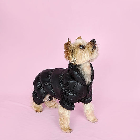 Warm Puffer Dog Jumpsuit | Black