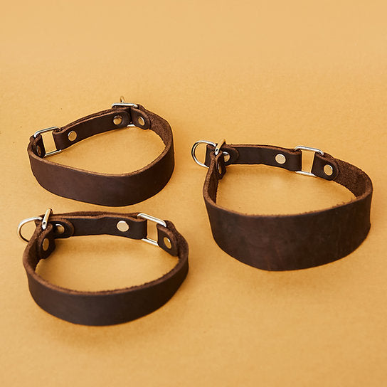 Western Natural Leather Slip Whippet Dog Collar | Chocolate Brown