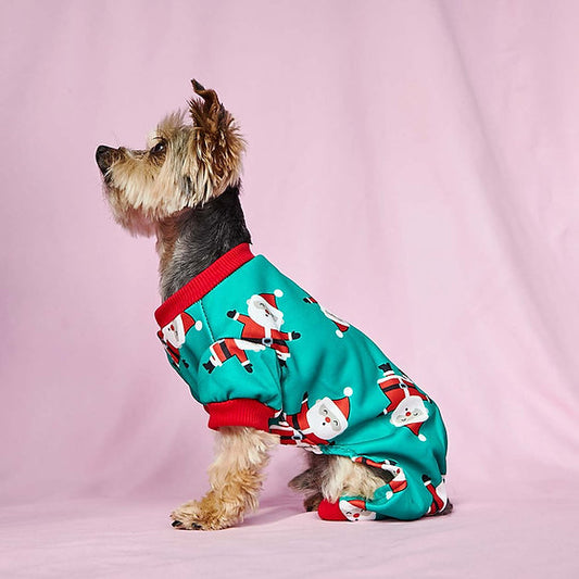 Christmas Santa Dog Pyjamas | Green