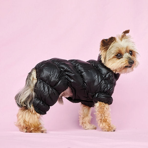 Warm Puffer Dog Jumpsuit | Black