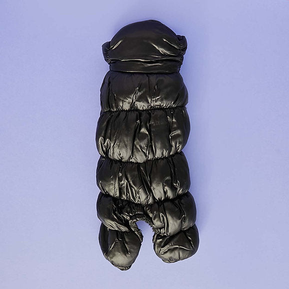 Warm Puffer Dog Jumpsuit | Black