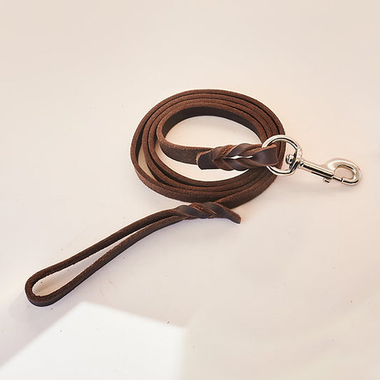 Natural Leather Dog Leash | Brown