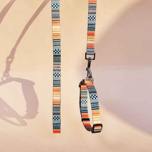 Patterned Dog Leash and Collar Set | Orange