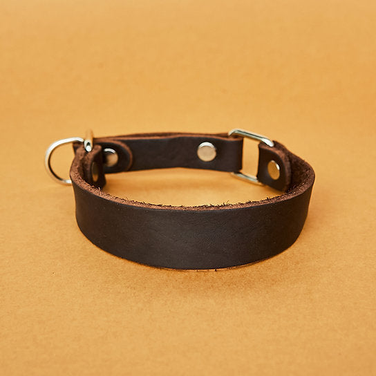 Western Natural Leather Slip Whippet Dog Collar | Chocolate Brown