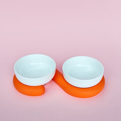 Post-modern europietiško dizaino dubenėliai, 300 ml + 300 ml, balta su oranžine