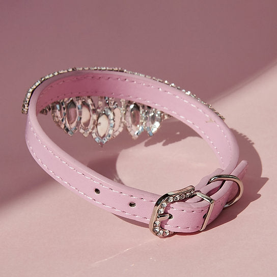 Luxurious Leather Dog Collar | Pink